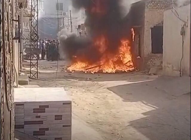 citizens set fire outside the house of the alleged offender in the blasphemy case attempted to set the house on fire as well photo video screenshot