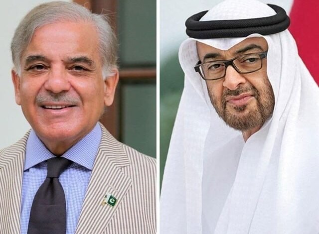 prime minister shehbaz sharif and uae president sheikh mohammed bin zayed al nahyan photo file