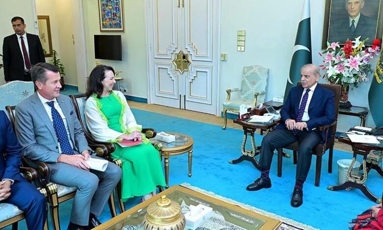 a delegation of gsm association calls on prime minister muhammad shehbaz sharif islamabad august 7 photo app