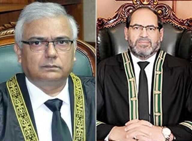 justices aminuddin khan and naeem akhtar afghan of supreme court photo file